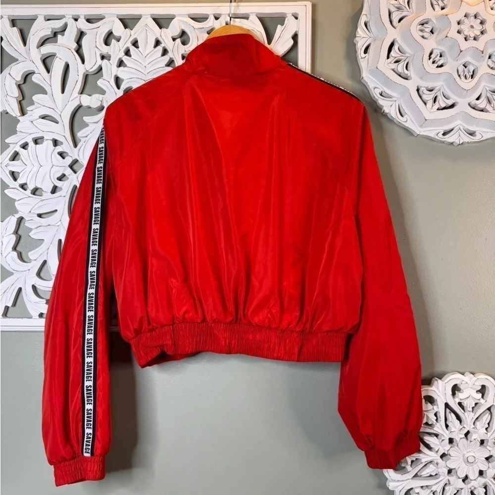 IRIS Los Angeles Savage Read Crop Zip Jacket Windbreaker Red Streetwear XL